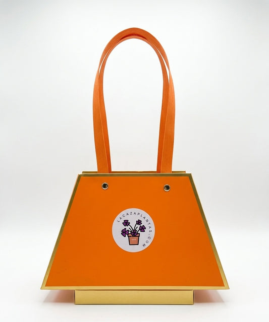 Bolsa de Regalo Naranja con Detalles Dorados (30 cm)