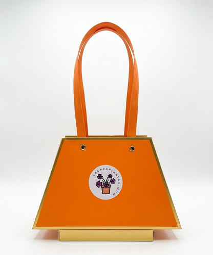 Bolsa de Regalo Naranja con Detalles Dorados (30 cm)